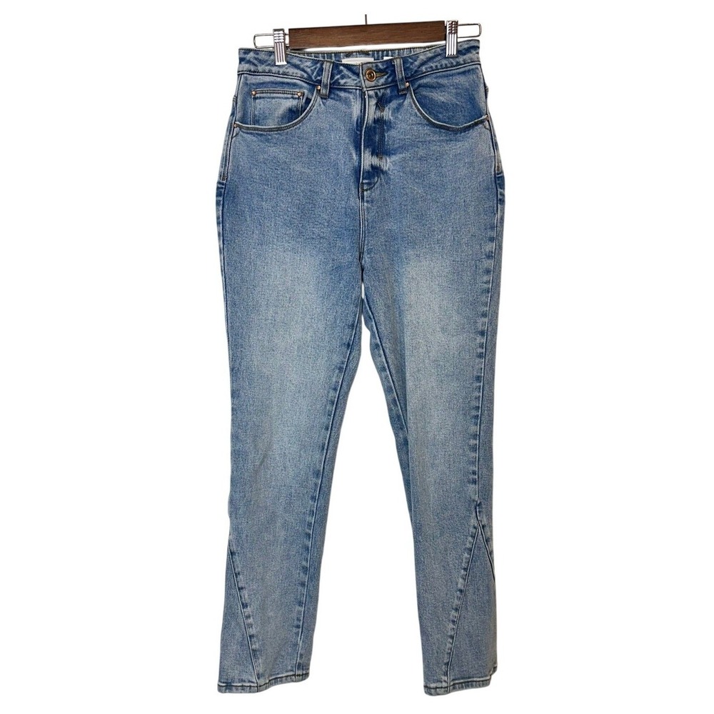 A Loves A Jeans 28 Light Blue High Rise Straight Leg Seam Detail Streetwear Chic